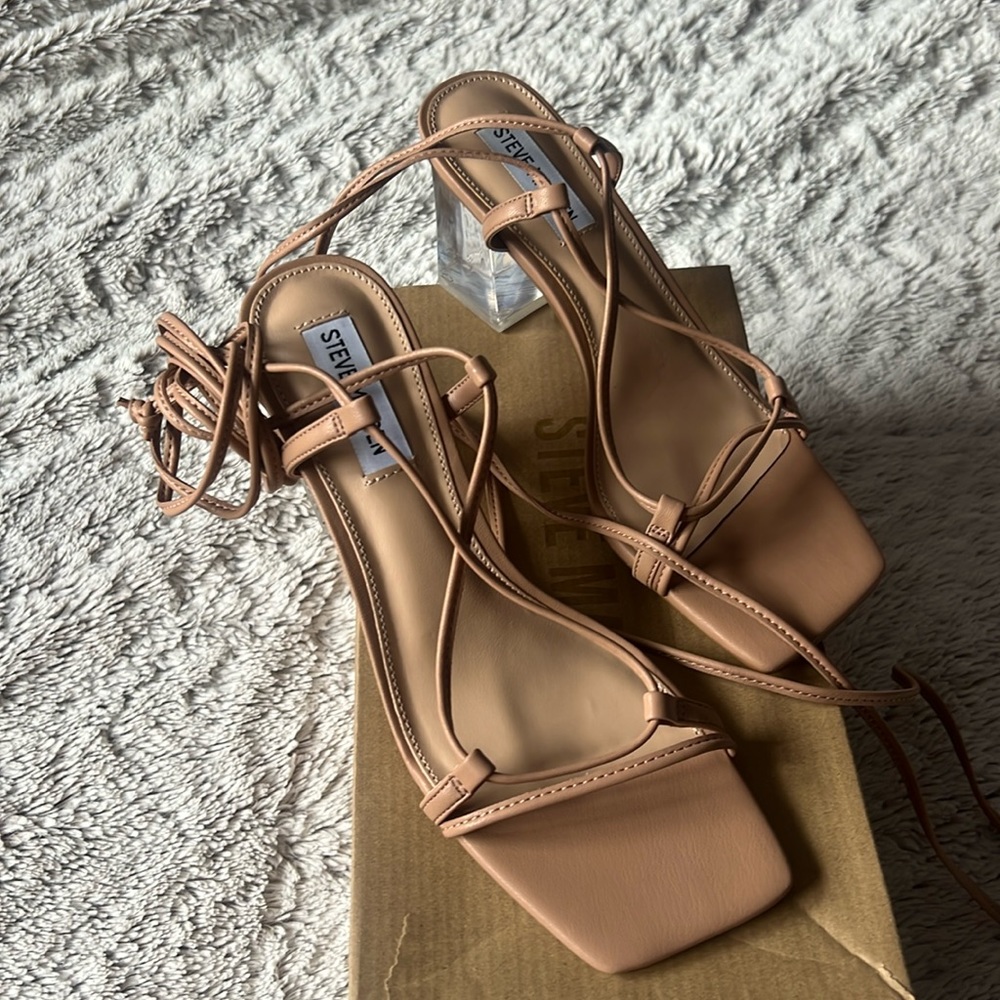 Perfect condition - brand new block heels with clear heel